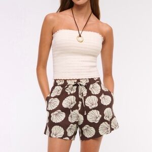 Abercrombie & Fitch Brown Shell-Print Drawstring Shorts NWT